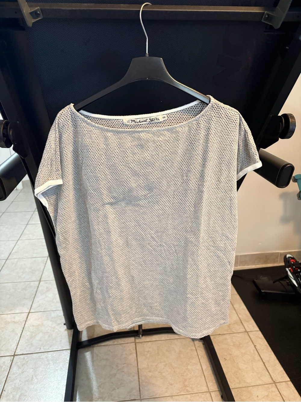 Michael Stars Gray Short Sleeve Top with White Trim
